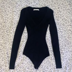 A&F Ribbed V-neck Bodysuit